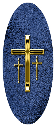 443 DA18-517-GD-SH-BL Gold 3 Crosses Shimmer Blue